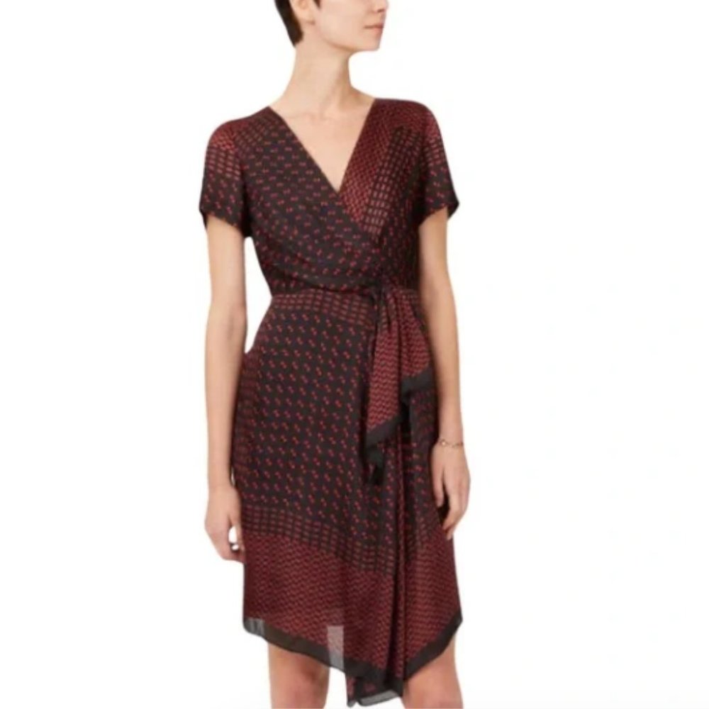 Club Monaco silk wrap midi dress